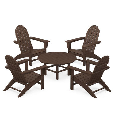 POLYWOOD Vineyard 5-Piece Adirondack Chair Conversation Set - Mahogany